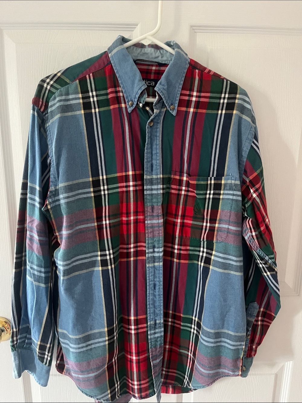Nautica Multicolor Plaid Button-Down Shirt — Red, Green & Blue